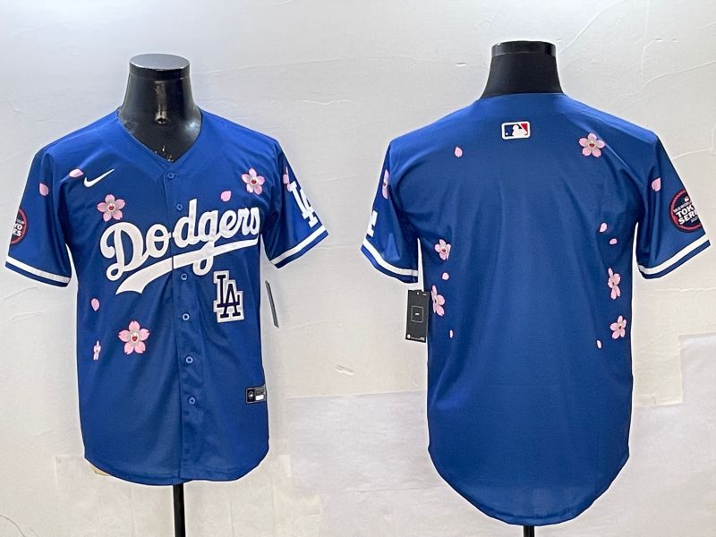 Men Los Angeles Dodgers Blank Blue Sakura Edition 2025 Nike MLB Jersey style 6->los angeles dodgers->MLB Jersey